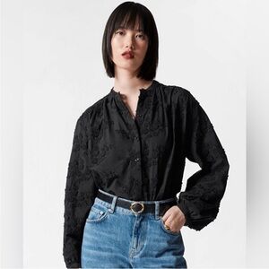 & Other Stories Black Embroidered Top